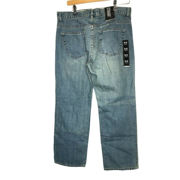 Old Navy Jeans Straight Leg Mens 34x30 Distressed NWT Medium Wash Pants Trousers - Picture 1 of 12